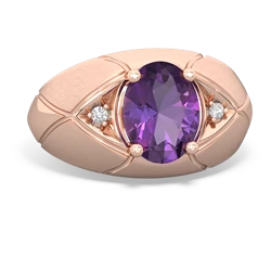 Amethyst Men's Crossroads 14K Rose Gold ring R0361