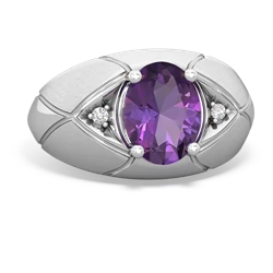 Amethyst Men's Crossroads 14K White Gold ring R0361