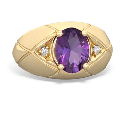 Amethyst Men's Crossroads 14K Yellow Gold ring R0361