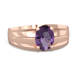 Amethyst Men's Two Lane 14K Rose Gold ring R0363