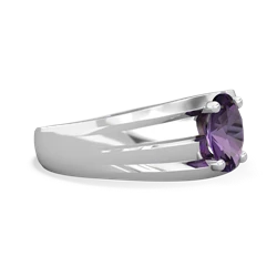 Amethyst Men's Two Lane 14K White Gold ring R0363