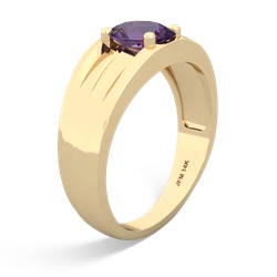 Amethyst Men's Two Lane 14K Yellow Gold ring R0363