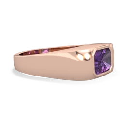 Amethyst Men's Emerald-Cut Bezel 14K Rose Gold ring R0410