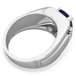 Amethyst Men's 9Mm Round 14K White Gold ring R1822