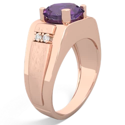 Amethyst Men's 9Mm Round 14K Rose Gold ring R1822