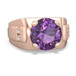 Amethyst Men's 9Mm Round 14K Rose Gold ring R1822