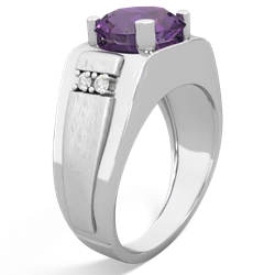 Amethyst Men's 9Mm Round 14K White Gold ring R1822