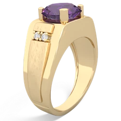 Amethyst Men's 9Mm Round 14K Yellow Gold ring R1822