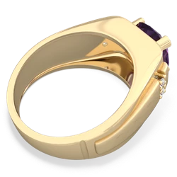 Amethyst Men's 9Mm Round 14K Yellow Gold ring R1822