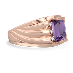 Amethyst Men's 9X7mm Emerald-Cut 14K Rose Gold ring R1835