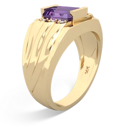 Amethyst Men's 9X7mm Emerald-Cut 14K Yellow Gold ring R1835