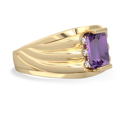 Amethyst Men's 9X7mm Emerald-Cut 14K Yellow Gold ring R1835