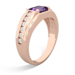 Amethyst Men's Diamond Channel 14K Rose Gold ring R0500