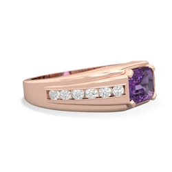 Amethyst Men's Diamond Channel 14K Rose Gold ring R0500