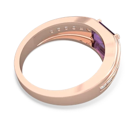 Amethyst Men's Diamond Channel 14K Rose Gold ring R0500