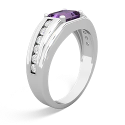 Amethyst Men's Diamond Channel 14K White Gold ring R0500