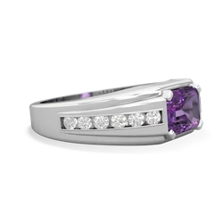 Amethyst Men's Diamond Channel 14K White Gold ring R0500