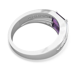 Amethyst Men's Diamond Channel 14K White Gold ring R0500