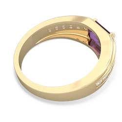 Amethyst Men's Diamond Channel 14K Yellow Gold ring R0500