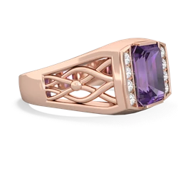 Amethyst Men's Vine 14K Rose Gold ring R0490