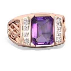 Amethyst Men's Vine 14K Rose Gold ring R0490