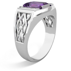 Amethyst Men's Vine 14K White Gold ring R0490