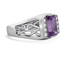 Amethyst Men's Vine 14K White Gold ring R0490