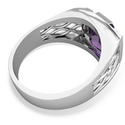 Amethyst Men's Vine 14K White Gold ring R0490