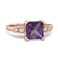 Amethyst Art Deco Princess 14K Rose Gold ring R2014