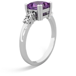 Amethyst Art Deco Princess 14K White Gold ring R2014