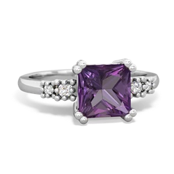 Amethyst Art Deco Princess 14K White Gold ring R2014