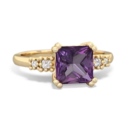 Amethyst Art Deco Princess 14K Yellow Gold ring R2014