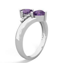 Amethyst Heart To Heart 14K White Gold ring R2064