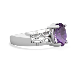Amethyst Art Deco Filigree 14K White Gold ring R2322