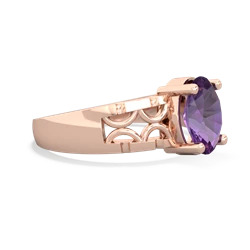 Amethyst Art Deco Filigree 14K Rose Gold ring R2322