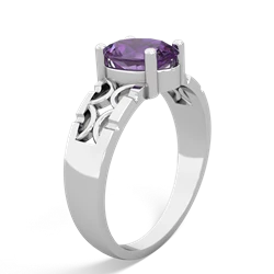 Amethyst Art Deco Filigree 14K White Gold ring R2322