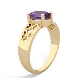 Amethyst Art Deco Filigree 14K Yellow Gold ring R2322