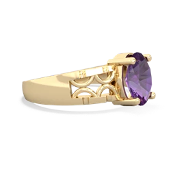 Amethyst Art Deco Filigree 14K Yellow Gold ring R2322