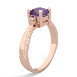 Amethyst Cushion Rope 14K Rose Gold ring R2484