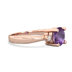 Amethyst Cushion Rope 14K Rose Gold ring R2484