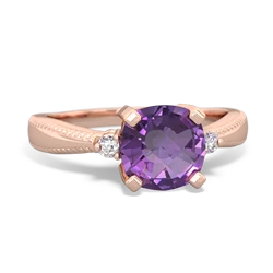 Amethyst Cushion Rope 14K Rose Gold ring R2484