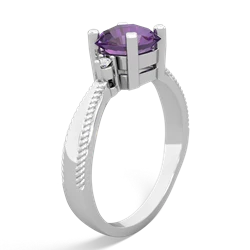 Amethyst Cushion Rope 14K White Gold ring R2484