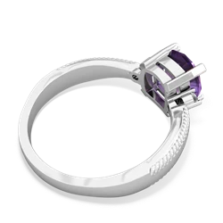 Amethyst Cushion Rope 14K White Gold ring R2484