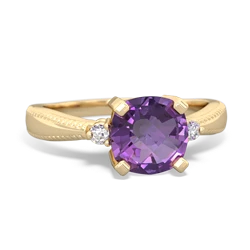 Amethyst Cushion Rope 14K Yellow Gold ring R2484