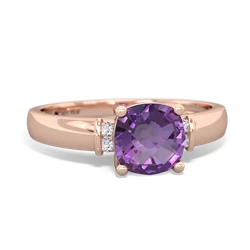 Amethyst Simply Elegant Cushion 14K Rose Gold ring R2489