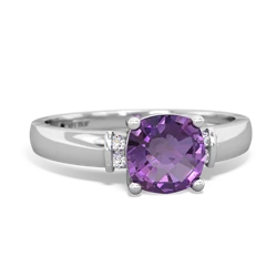 Amethyst Simply Elegant Cushion 14K White Gold ring R2489