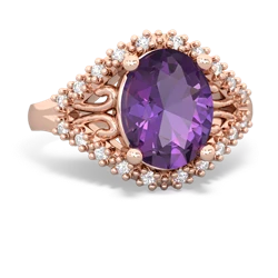 Amethyst Antique Style Cocktail 14K Rose Gold ring R2564
