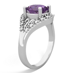 Amethyst Antique Style Cocktail 14K White Gold ring R2564