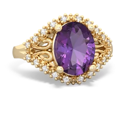 Amethyst Antique Style Cocktail 14K Yellow Gold ring R2564