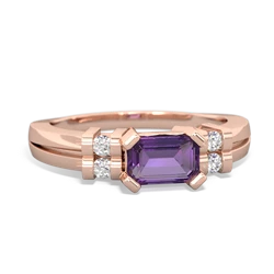 Amethyst Art Deco East-West 14K Rose Gold ring R2590